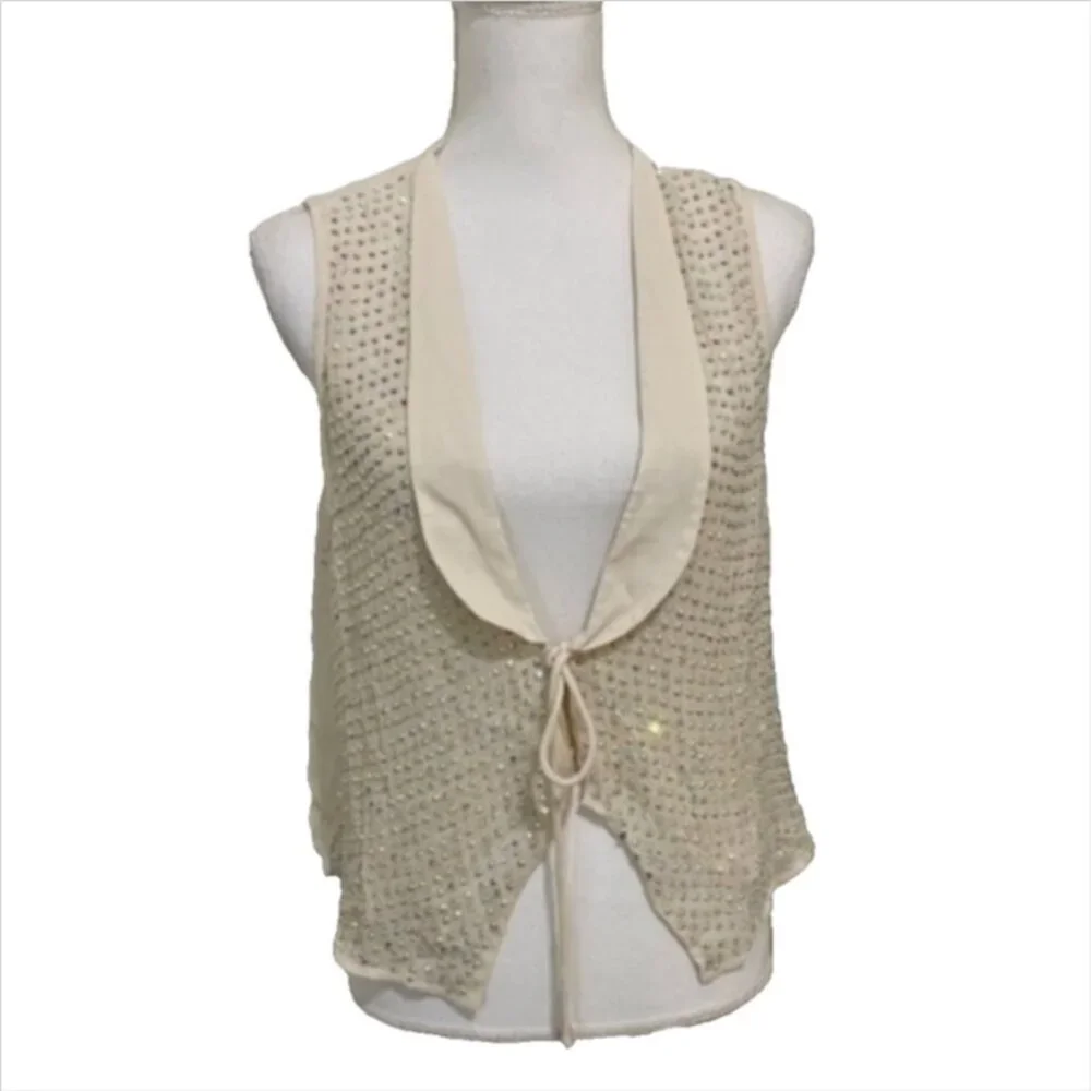 NWOT Free People Sheer Rhinestone Vest